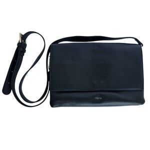 Riona Faux Leather Crossbody Bag Black Adjustable Clutch Versatile Purse EUC